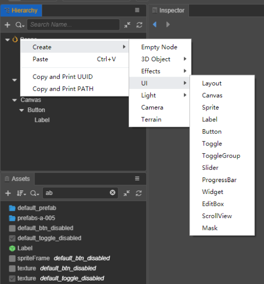 Right click menu