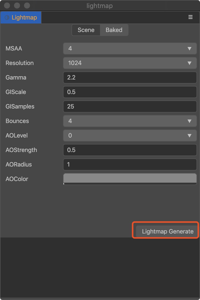 create lightmap asset