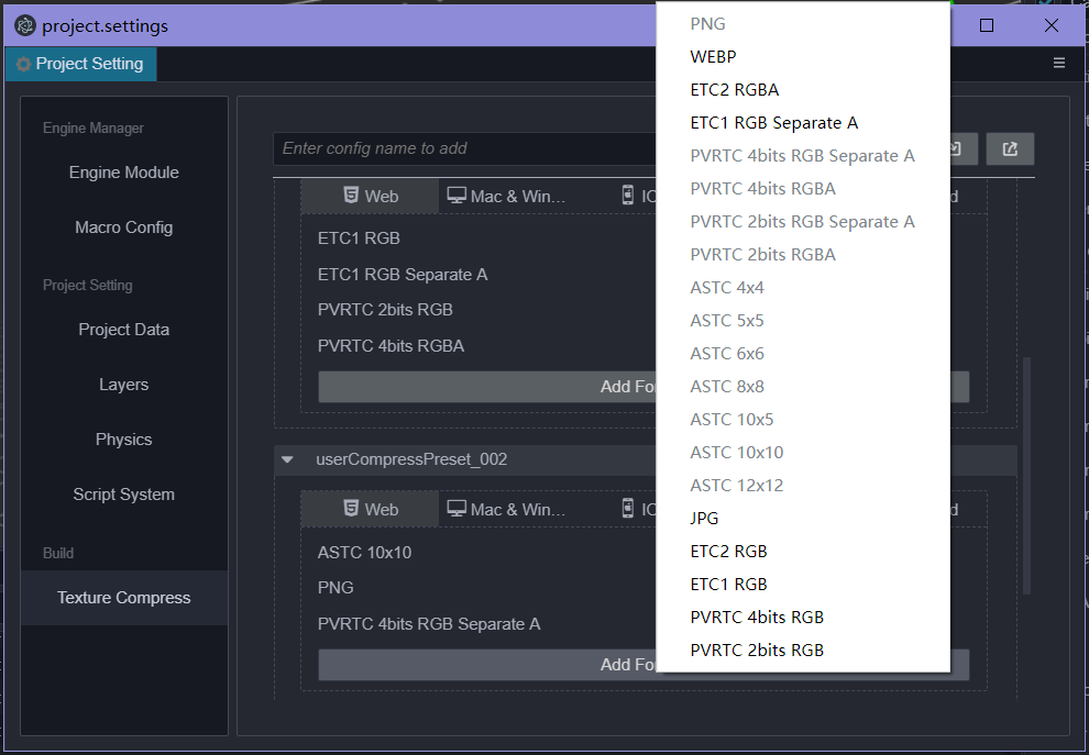 Add texture compression format