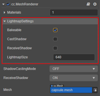 model lightmap settings