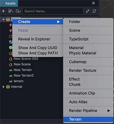 create terrain asset