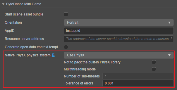 PhysX options