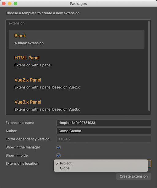 create-extension-panel