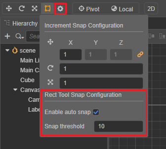 rect tool config