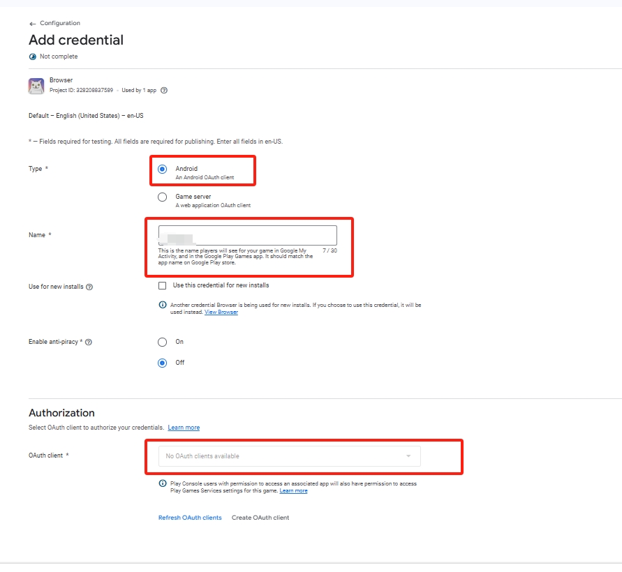 credentials infomations