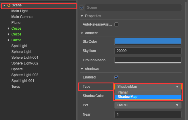 location of shadow type