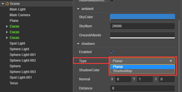 location of shadow type
